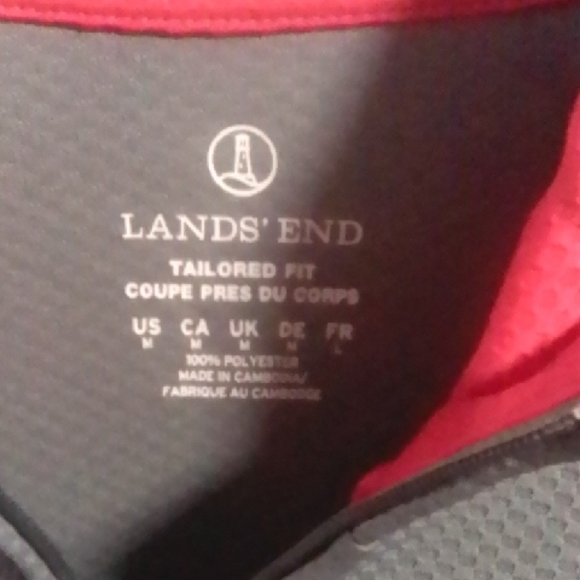 Lands' End Men's Two-Tone Gray and Black Windbreaker - Picture 3 of 4